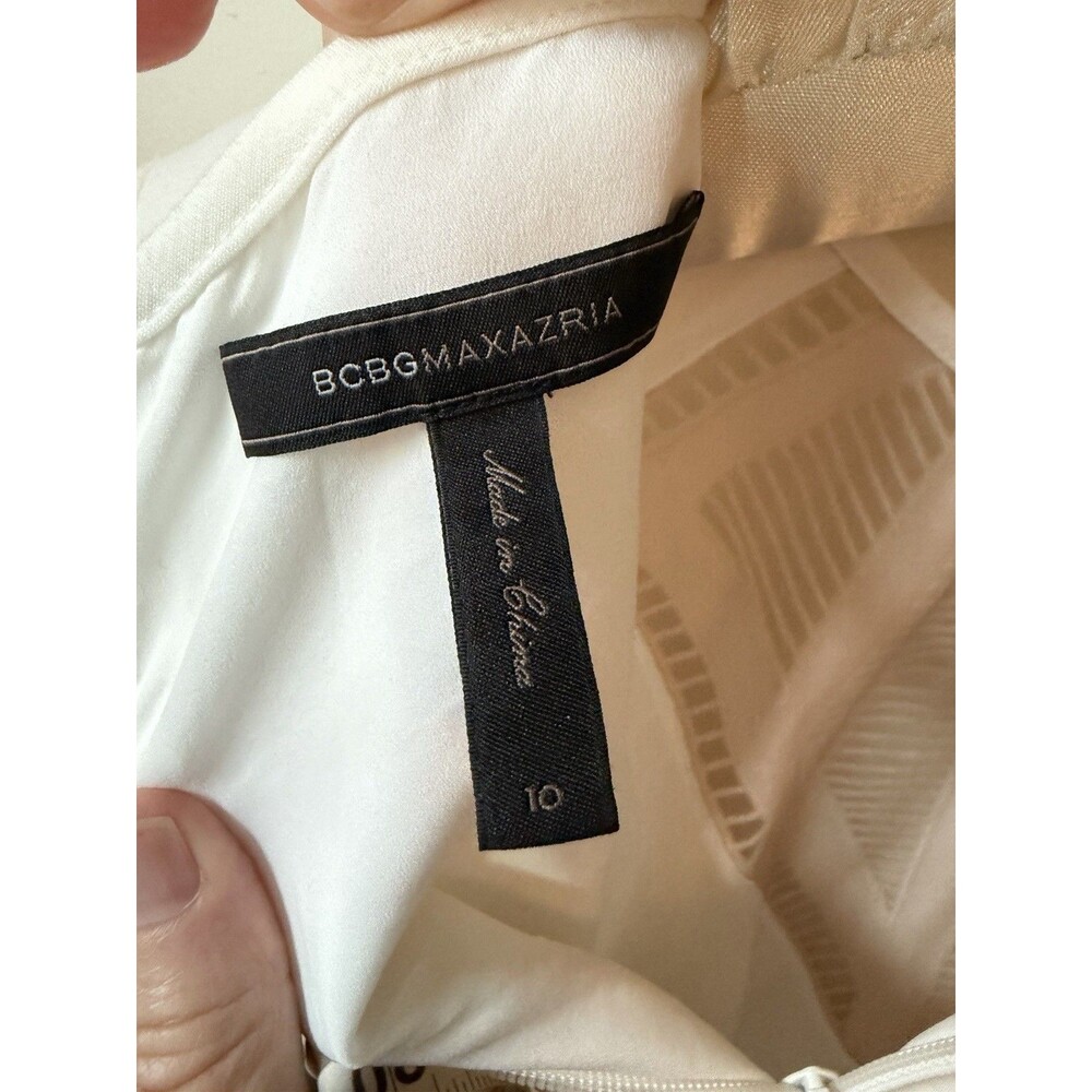BCBGMAXAZRIA Runway White Ladder Lace Fit & Flare Dress - Size 10 - Picture 4 of 7